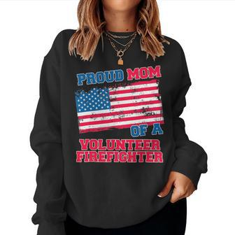 Proud Mom Of A Volunteer Firefighter Women Crewneck Graphic Sweatshirt - Seseable