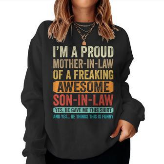 Proud Mother In Law From Son In Law Women Mom Funny Women Crewneck Graphic Sweatshirt - Thegiftio UK