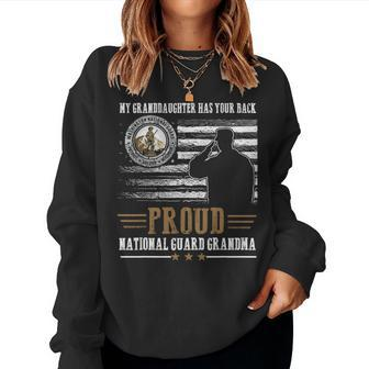 Proud National Guard Grandma My Granddaughter Has Your Back Women Crewneck Graphic Sweatshirt - Seseable