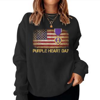 Purple Heart Day Military Us Combat Veteran Women Men Women Crewneck Graphic Sweatshirt - Seseable