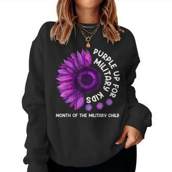 Purple Up For Military Kids Sunflower For Military Childs Women Crewneck Graphic Sweatshirt - Seseable