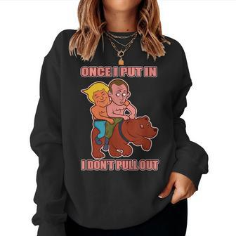 Putin Trump Riding Bear Horse Russia Women Sweatshirt | Mazezy