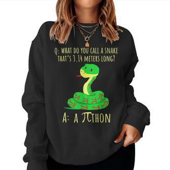 Python Pithon Pi Symbol Funny Math Teacher Pi Day V2 Women Crewneck Graphic Sweatshirt - Seseable