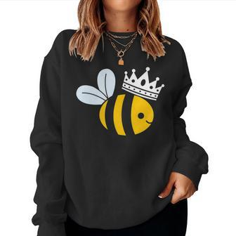 Queen B Queen Bee Bumble Bee With Crown Women Sweatshirt | Mazezy