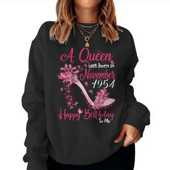 Womens A Queen Was Born In November 1954 Tshirt 65Th Birthday Sweatshirt | Mazezy