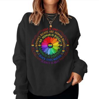 Rainbow Black Lives Matter Science Lgbt Pride Flower V2 Women Crewneck Graphic Sweatshirt - Seseable