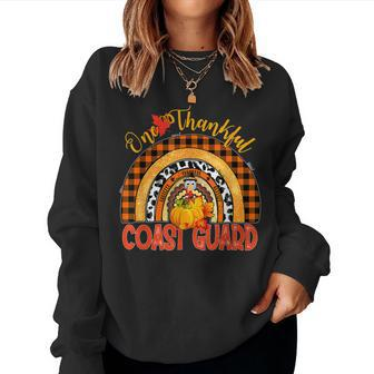 Rainbow One Thankful Coast Guard Women Crewneck Graphic Sweatshirt - Seseable
