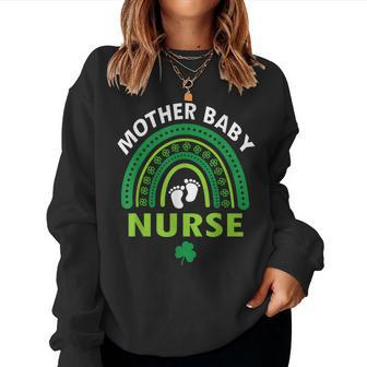 Rainbow Postpartum Mother Baby Nurse St Patricks Day Women Crewneck Graphic Sweatshirt - Thegiftio UK