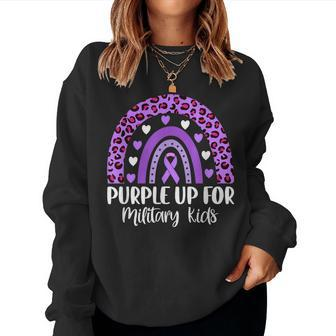 Rainbow Purple Up For Military Kids Month Of Military Child Women Sweatshirt | Mazezy