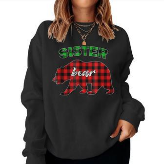 Red Green Plaid Sister Bear Matching Family Pajama Women Sweatshirt | Mazezy