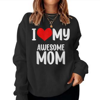 Red Heart With Love I Love My Mom Awesome Mommy Women Sweatshirt | Mazezy AU
