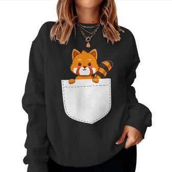 Red Panda In Pocket - Cute Kawaii Red Panda Women Sweatshirt | Mazezy