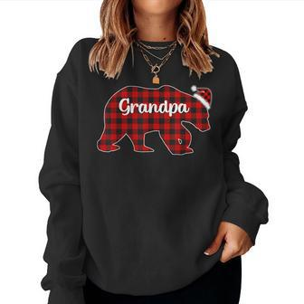 Red Plaid Bear Christmas Pajama Grandpa Matching Family Women Sweatshirt | Mazezy