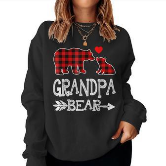 Red Plaid Grandpa Bear Christmas Pajama Matching Family Women Sweatshirt | Mazezy