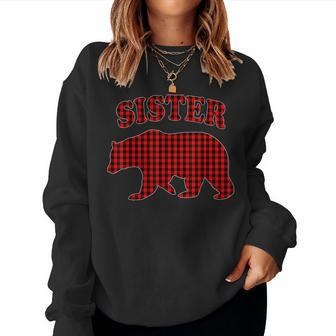 Red Plaid Sister Bear Buffalo Family Pajama Women Sweatshirt | Mazezy