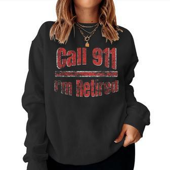 Retired Fire Fighter Retirement Distressed Design Women Crewneck Graphic Sweatshirt - Seseable
