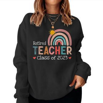 Retired Teacher Class Of 2023 Teachers Retirement Women Crewneck Graphic Sweatshirt - Seseable