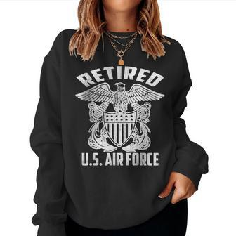 Retired Us Air Force Veteran Us Flag Retirement Women Sweatshirt | Mazezy