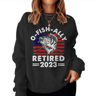 Retirement 2023 Fisherman O Fish Ally Retired 2023 Women Crewneck Graphic Sweatshirt - Seseable
