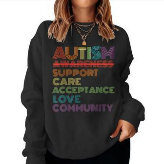 Retro Autism Awareness Teacher School For Women Men Support Women Sweatshirt | Mazezy