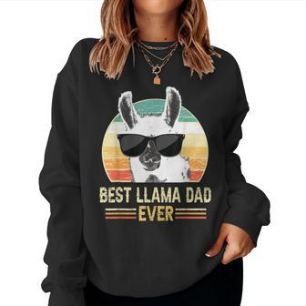 Retro Best Llama Dad Ever Alpaca With Sunglasses Women Sweatshirt | Mazezy