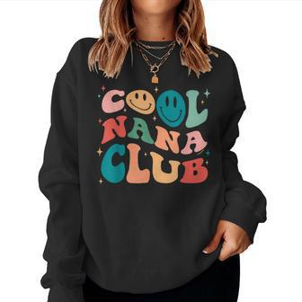 Retro Cool Nana Club Groovy Smile Face Family Club Lover Women Crewneck Graphic Sweatshirt - Thegiftio UK