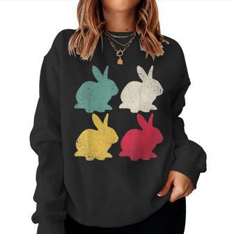 Retro Easter Bunny Rabbit Vintage Men Dad Kids Women Gift Women Crewneck Graphic Sweatshirt - Seseable