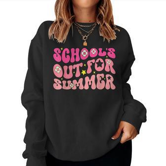 Retro Groovy Schools Out For Summer Graduation Teacher Kids Women Crewneck Graphic Sweatshirt - Thegiftio UK