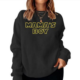Retro Mamas Boy Gift Vintage Mommas Boys Women Crewneck Graphic Sweatshirt - Seseable