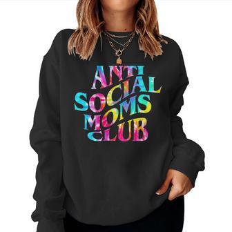 Retro Vintage Anti Social Moms Club Mom Life Mothers Day Women Crewneck Graphic Sweatshirt - Seseable