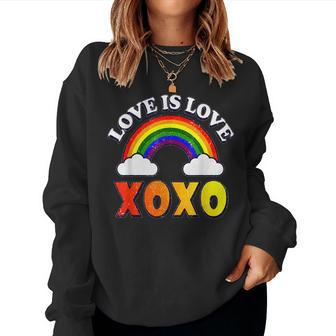 Retro Xoxo Rainbow Love Valentines Day Men Women Couples Women Crewneck Graphic Sweatshirt - Seseable