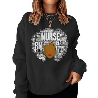 Rn Nurse Afro Word Art Gift African American Nurses Women Crewneck Graphic Sweatshirt | Seseable UK