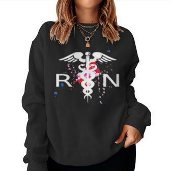 Rn Registered Nurse Caduceus Symbol V2 Women Crewneck Graphic Sweatshirt - Seseable