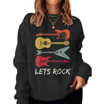 Lets Rock N Roll Guitar Retro Men Women Women Sweatshirt | Mazezy