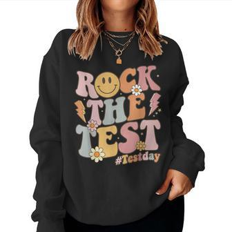 Rock The Test Dont Stress Retro Motivational Teacher Women Sweatshirt | Mazezy