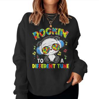 Rockin To A Different Tune Panda Autism Awareness Boys Kids Women Sweatshirt | Mazezy