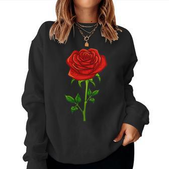 Rose Flower Lovers Minimalist Graphic Women Sweatshirt | Mazezy