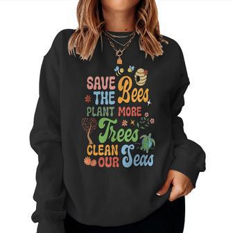 Save The Bees Plant More Trees Climate Change Earth Women Sweatshirt | Mazezy