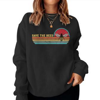 Save The Bees Retro Sunset Fight Climate Change Women Sweatshirt | Mazezy