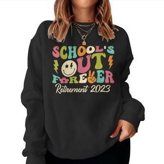 Schools Out Forever Retired Teacher Gift Retirement 2023 Women Crewneck Graphic Sweatshirt - Thegiftio UK