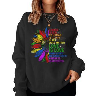 Science Is Real Black Lives Matter Rainbow Lgbt Pride Gay Women Crewneck Graphic Sweatshirt - Seseable