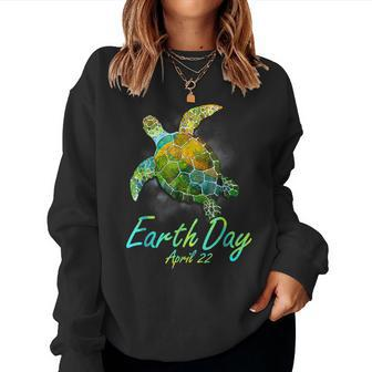 Sea Turtle Planet Love World Environment Earth Day Women Sweatshirt | Mazezy