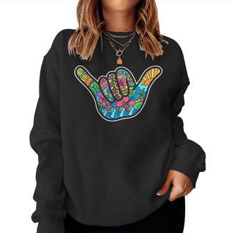 Shaka Aloha Funny Hang Loose Good Vibe Gift Men Women Kids Women Crewneck Graphic Sweatshirt - Seseable