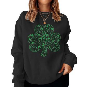 Shamrock Music Teacher Happy St Patricks Day Irish Women Sweatshirt | Mazezy