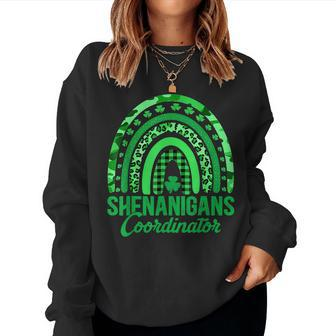 Shenanigans Coordinator Rainbow St Patricks Day Teacher V6 Women Crewneck Graphic Sweatshirt - Seseable