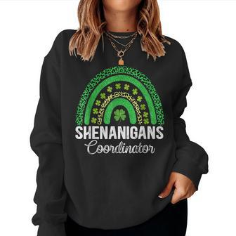 Shenanigans Coordinator Rainbow St Patricks Day Teacher V7 Women Crewneck Graphic Sweatshirt - Seseable