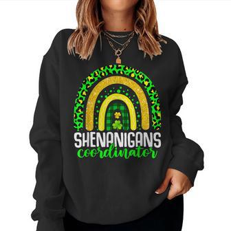 Shenanigans Coordinator Rainbow Teacher St Patricks Day Women Crewneck Graphic Sweatshirt - Seseable