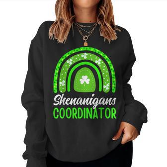 Shenanigans Coordinator Teacher Mom Boss St Patricks Day Women Crewneck Graphic Sweatshirt - Seseable