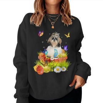 Shih Tzu Easter Day Love Rabbit Eggs Cute Gift Men Women Women Crewneck Graphic Sweatshirt - Seseable