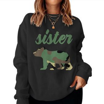 Sister Bear Camo Camo Sister Bear Matching Family Bear Women Sweatshirt | Mazezy